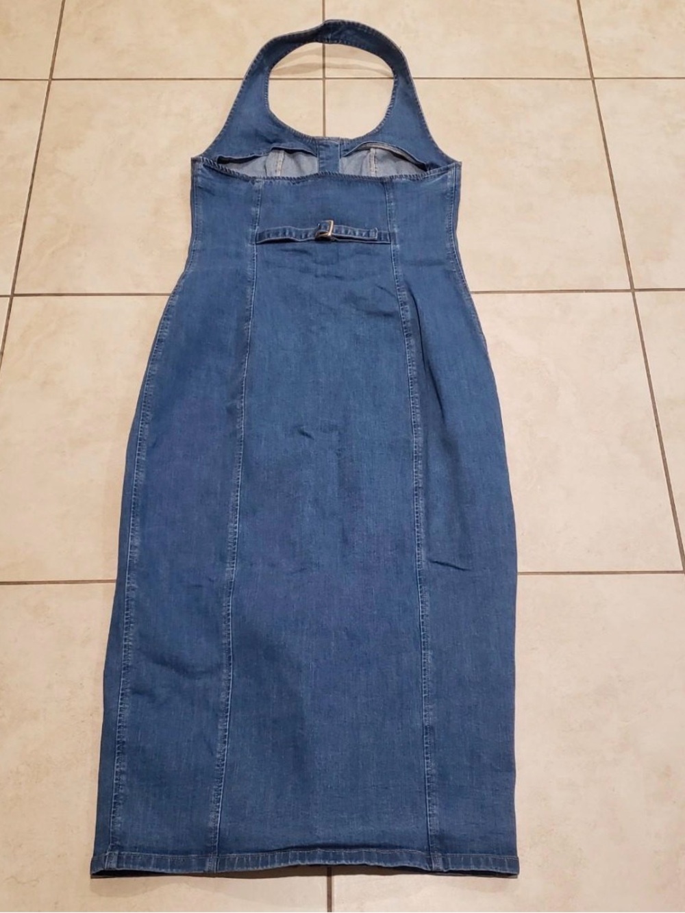 Commense Denim Halter-Front Maxi Dress - Picture 4 of 8